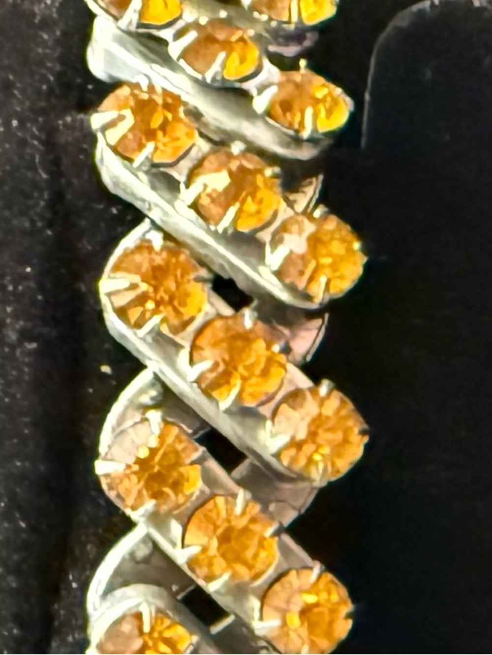 Vintage Rhinestone Bracelet rare Amber color expandable